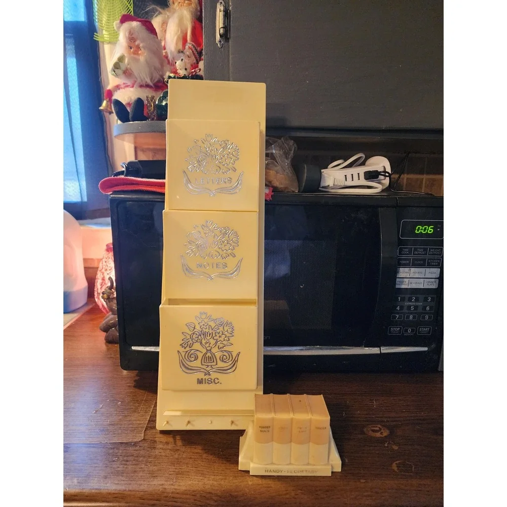 Set Of 2 Vintage Celluloid Office Organizers Handy-Secretary & Fesco Mail Sorter